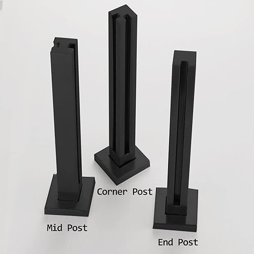 Miniatura 2 de ZAQY Barandilla de cristal para interiores de acero inoxidable, color negro, sistema de barandilla de cubierta de 25, 35, 40 pulgadas de alto, con