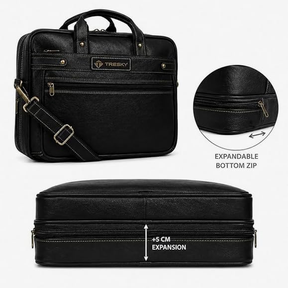 Image of Faux Leather Laptop Messenger Office Bag Briefcase for Work for Men