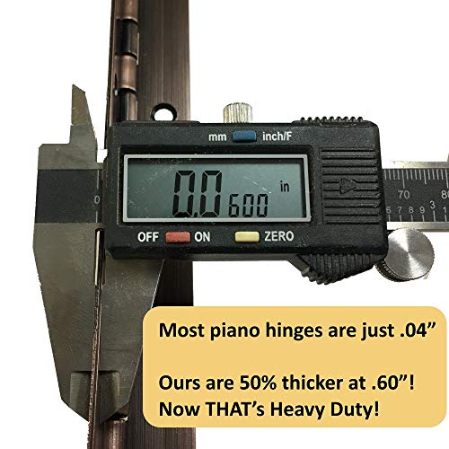 1-1/2" x 24" Continuous Piano Hinge - Heavy Duty .060" Leaf Thickness - Antique Bronze - Matching #6 x 3/4" Screws Included