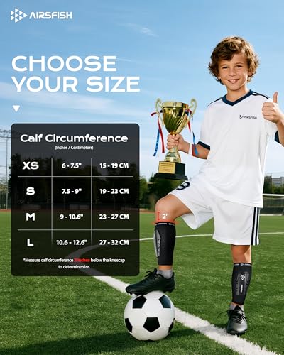 Soccer Shin Guards Kids Youth, Shin Protector for Boys Girls Men Women, Shin Pads Defender, Lightweight Calf Protective Gear, Breathable Canilleras de Futbol para Niños