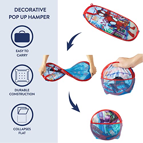 Image of Disney Jr. Spidey and His Amazing Friends Pop Up Storage and Laundry Hamper, 21 inch H x 13.5 inch W X 13.5 inch L