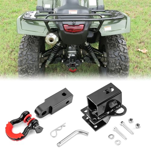 ROMELACK 2 Rear Trailer Hitch & Shackle Receiver with 3/4 D Ring and 7/8 Locking Pin Compatible with Honda Rincon 650/680 Rancher TRX420 Foreman TRX500 Rubicon TRX500/520/700 2002-2026