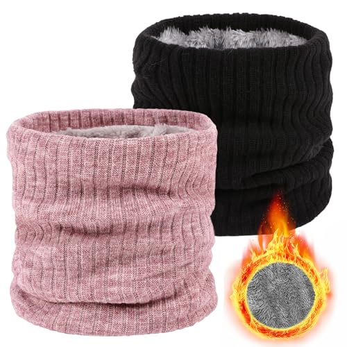 Image of Winter Fleece Neck Warmer Mens Ski Mask Face Warmer Neck Gaiter Neck Scarf Women Thick Windproof 2 Pack