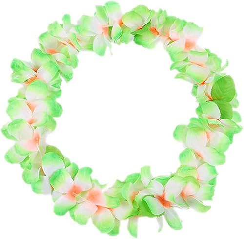 Miniatura 4 de 4 piezas de leis hawaianos de color verde claro con hojas verdes para fiesta de graduación, fiesta de baile, accesorio de fotos en exteriores (verde