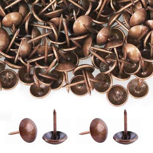 500PCS Tachuelas de Tapicería, BetterJonny Clavos de Tapicería Decorativos Vintage Clavos de Tapicería Tachuelas Tacos para Sillón Sofá Muebles Puertas, 11 x 17 mm (Bronce Rojo)