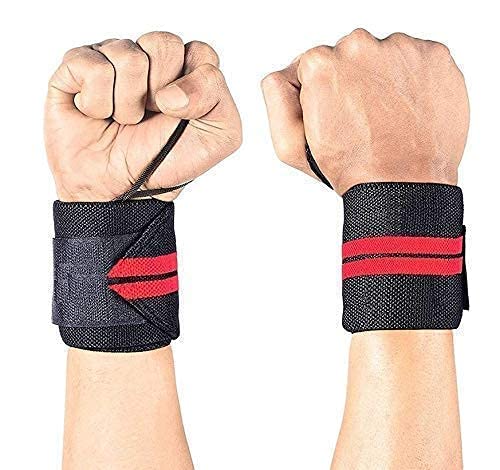 Raizex Cotton Combo Set Of Knee Wraps&Wrist Band Support Straps For Gym Workout,Fitness Weight Lifting,Knee Support Wraps For Squats,Gym,Weight Lifting,Cross Fit Red,One Size 2