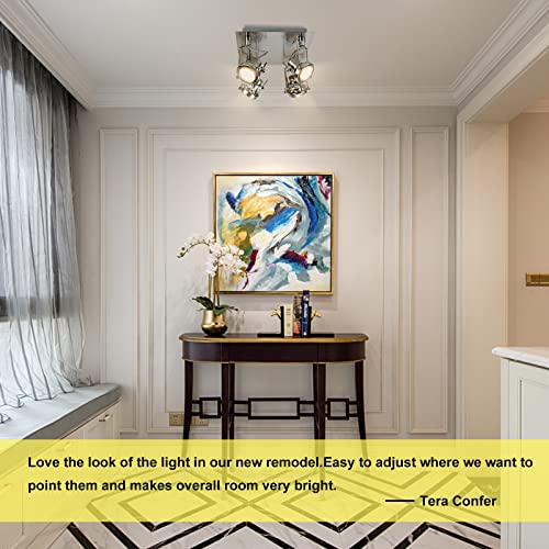 Dllt Modern Track Lighting Fixtures Ceiling, 4-Light Industrial Track Light Fixtures, Adjustable Flush Mount Ceiling Spotlights For Kitchen, Living Room, Hallway, Game Room, Gu10 Included Nickel Steel #TOP4