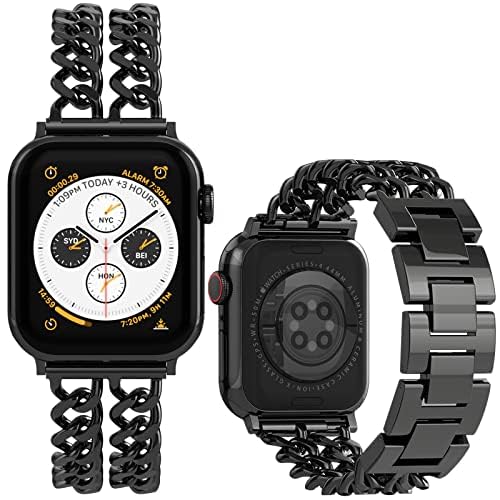 Image of Gold Watch Bands for Women Compatible with Apple Watch Band 38mm 40mm 41mm 42mm 44mm 45mm 46mm 49mm Adjustable Metal Band Cowboy Steel Chain Bracelet for iWatch Series1 /2 /3 /4 /5 /6 /7 /8 /9 /10 /11 /SE