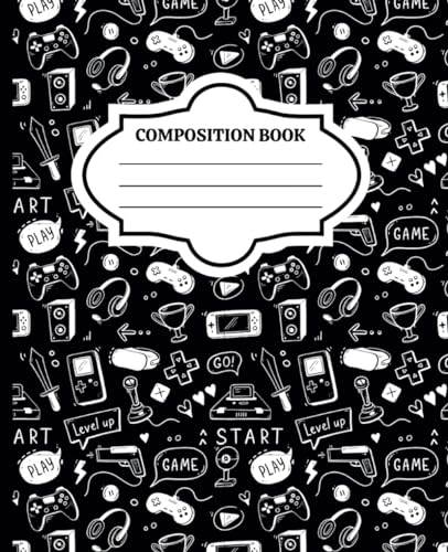 Video Game Composition Notebook: Simple design for video games lovers to take notes and others, Design 2