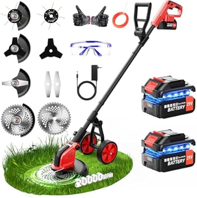 Cordless 4-in-1 Weed Trimmer with Wheels