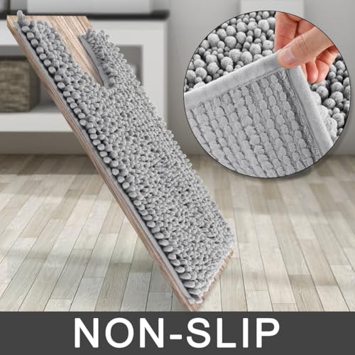 Yimobra Toilet Rug U Shaped Washable 24x24 Inch - Ultra Soft Absorbent Chenille Bath Rugs for Toilet, Quick Dry & Machine Washable, Non Slip Contour Bathroom Mat, Gray by Yimobra - Image 4