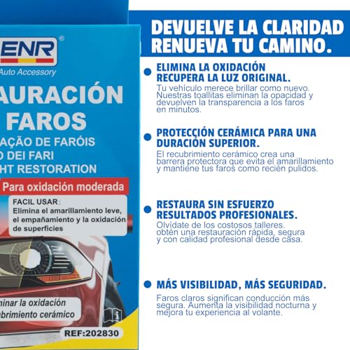 Kit Restauración Faros Coche Enerfero con Taladro y Líquido Protector UV, Pulido Profesional, Elimina Amarilleo y Arañazos, Para Coche y Moto - imagen 4