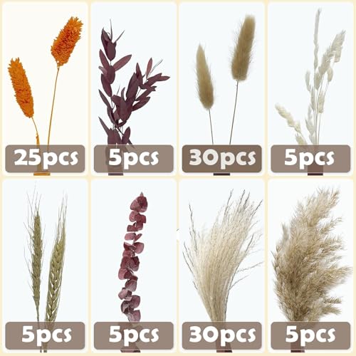 Ramo artístico de flores secas 110 pcs con pasto pampas miniatura 4