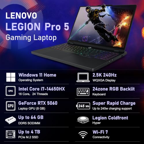 Image of Lenovo Legion Pro 5i RTX 5060 Intel Core i7-14650HX 240Hz Gaming Laptop