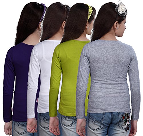 Image of SINI MINI Sinimini Plain Full Sleeve Girls Tshirt (Pack of 4)