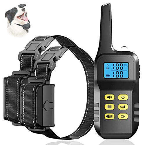 Collar Adiestramiento Perros Recargable, Collar antiladridos Shock con Pitido y Vibración, Rango Remoto de 1000 Metros
