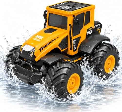 Emphsism Ferngesteuertes Auto 1:14, RC Auto Amphibienfahrzeug für Land und Wasser, Monstertruck bis 15 km/h, IPX7 wasserdicht, 360° Stunts, 2 x 1200 mAh Akkus, Spielzeugauto für Ki