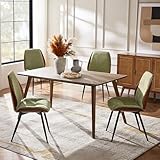TerraSafe Mid-Century Modern Dining Chairs Set of 4, Fabric Upholstered Kitchen Chairs with Solid Wood Seat and Durable Metal Legs, Comfortable Modern Dining Chairs for Family and Dining Room, Moss