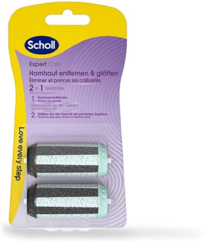 Scholl Expertare replacement rollers, 2-in-1 replacement roller for removing and smoothing calluses, refill for the electric callus remover from Scholl