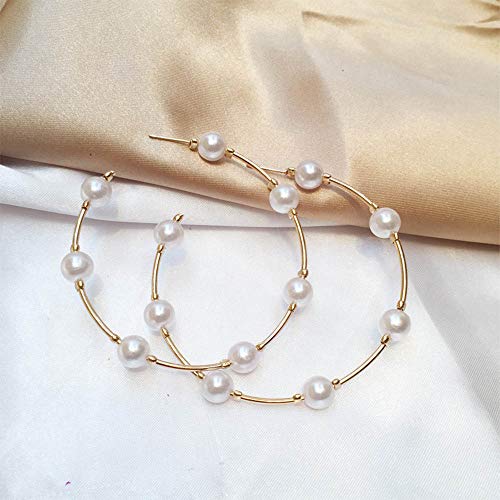 Chmier Bridal Pearl Hoop Earrings Vintage Large Round Loop Earrings Wedding Prom Party Festival Jewelry For Women And Girls #TOP2