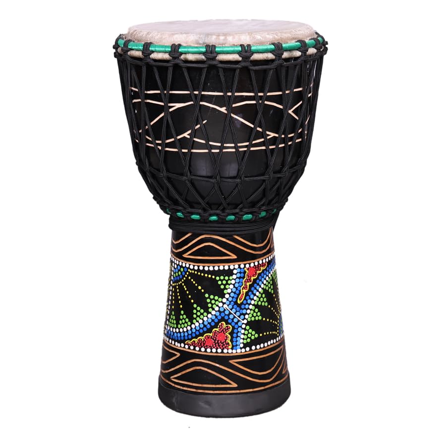 Image of StarJam- Djembe 10 Inches Diameter X 20 Inches Height Mango Wood Djembe Drum - Black (10 x 20 Inches)