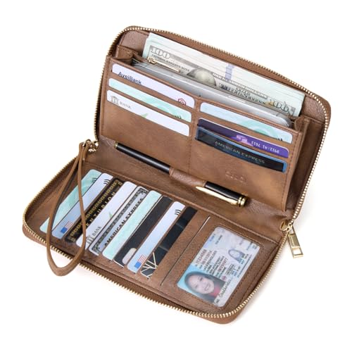 CLUCI Women Wallet Large PU Leather Wristlet Purse for Women RFID Blocking Zip Around Card Holder Ladies Travel Clutch Leopard by CLUCI - Image 4
