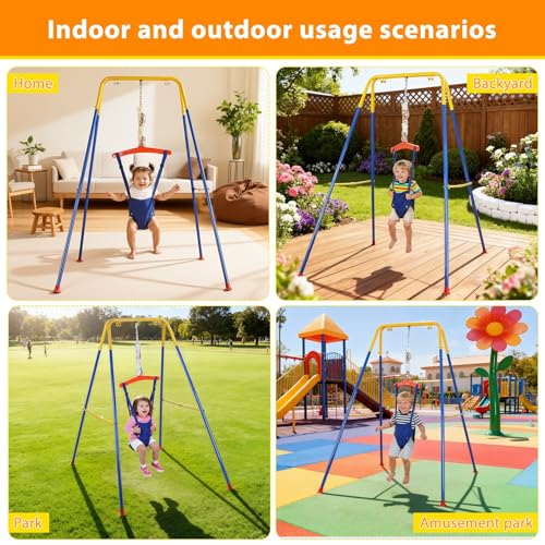 HEVIRGO Baby Jumper with Stand, Toddler Swing Set forIndoor/Outdoor Play,Jumper for 6-24 Months,Jumpers and Bouncers for Girl/Boy, with Adjustable Chain, Easy to Assemble & Store A - Thumbnail 6