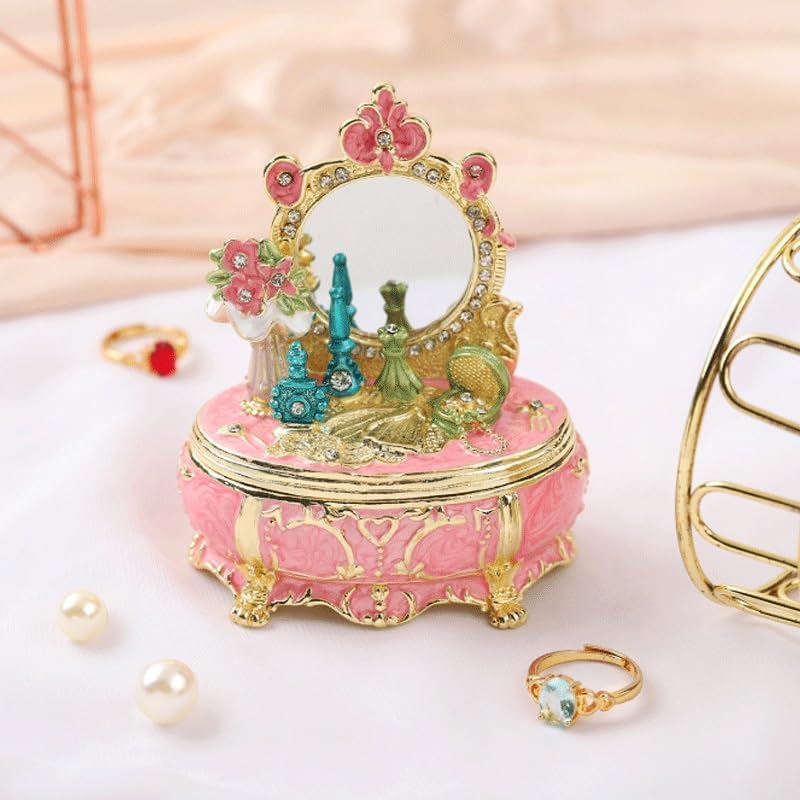 Metal Enamel Jewelry B ox in The Shape of Dressing Table Storage Home Decoration Items image 3