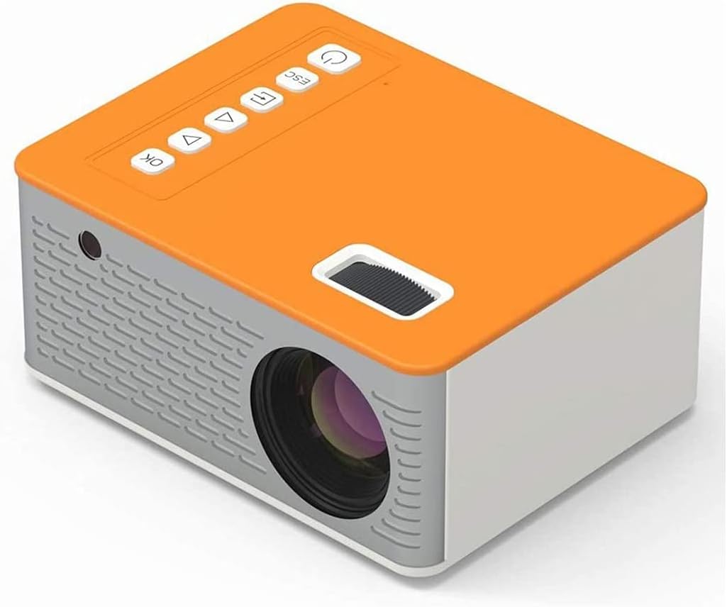 Mini Projector, LED Portable Home, USB Mobile Phone 10 ANSI 480 272, Support TF Card AV 5V 2A U Disk DVD Notebook Computer, Yellow