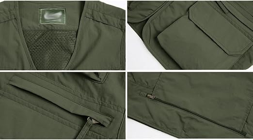 Hwalleum - Chaleco Multifuncional Para Hombre, Para Verano, Ligero, Para Safari, Varios Bolsillos, Para Trabajo, Pesca, Caza