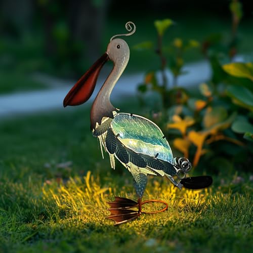 HONGLAND Solar Metal Pelican Statues Garden Sculpture & Statues, 19