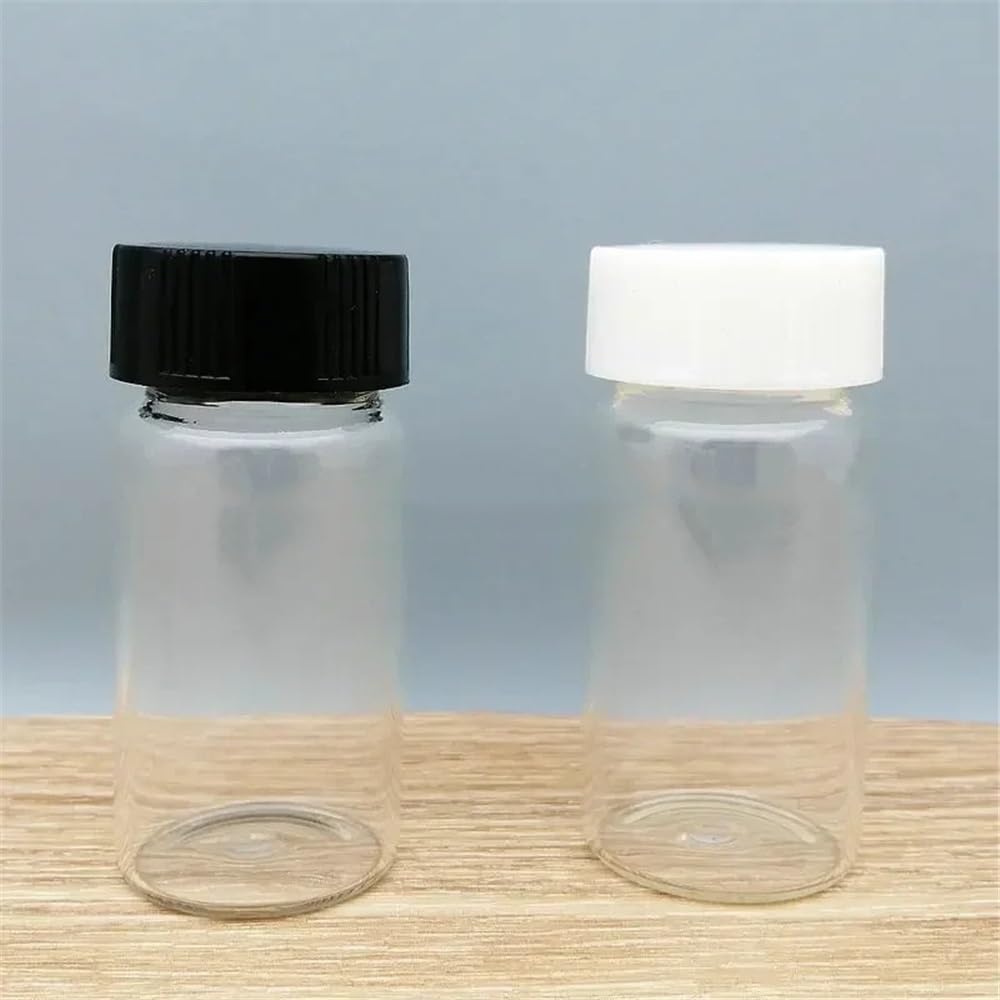 Equipos y suministros de laboratorio Lote de 20 viales vidrio transparente for reactivos laboratorio con tapón rosca, capacidad 3/5/10/15/20/30/40/50/60 ml