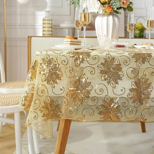 Nappe de Table à Paillettes Or pour Décoration de Noël et Fêtes - 2
