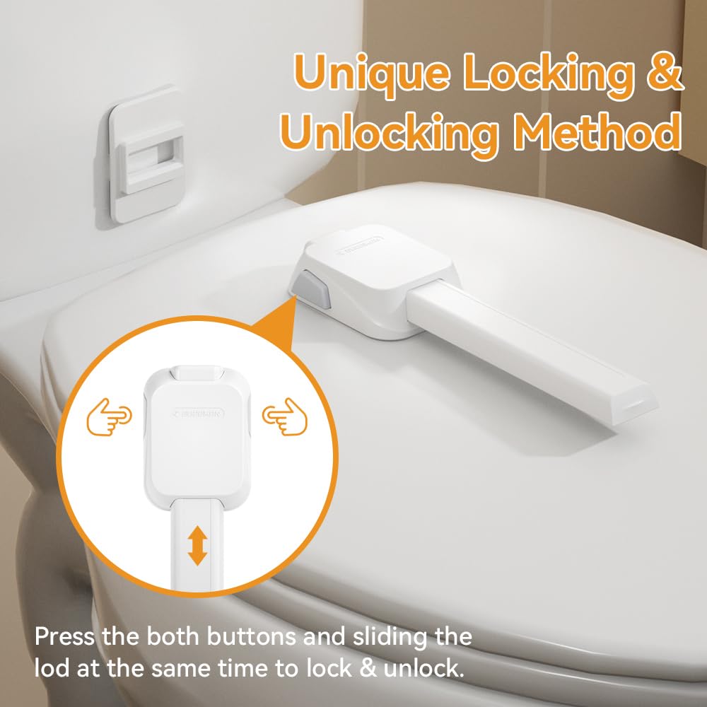 EUDEMON Lot de 1 verrou de sécurité pour siège de toilette pour bébé et enfant, facile à installer avec adhésif, pas besoin d'outils ou de perçage (blanc)