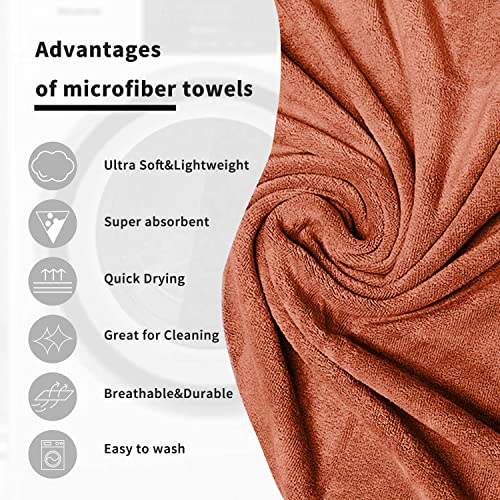 Image of Sassoon Venir Microfiber 1 Piece Men Bath Towel 450 GSM (70x145cm, Rust Color) Ultra Soft Material, Towel for Daily use
