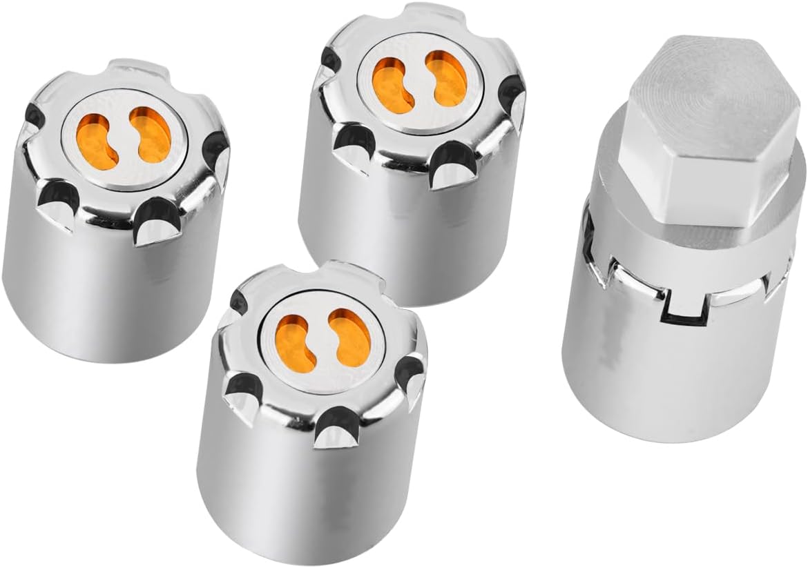 4PCS Aluminum M2 Wheels Center Caps Lock Nuts for 1/24 RC Crawler Car SCX24 AX24 Upgrade(Chrome)