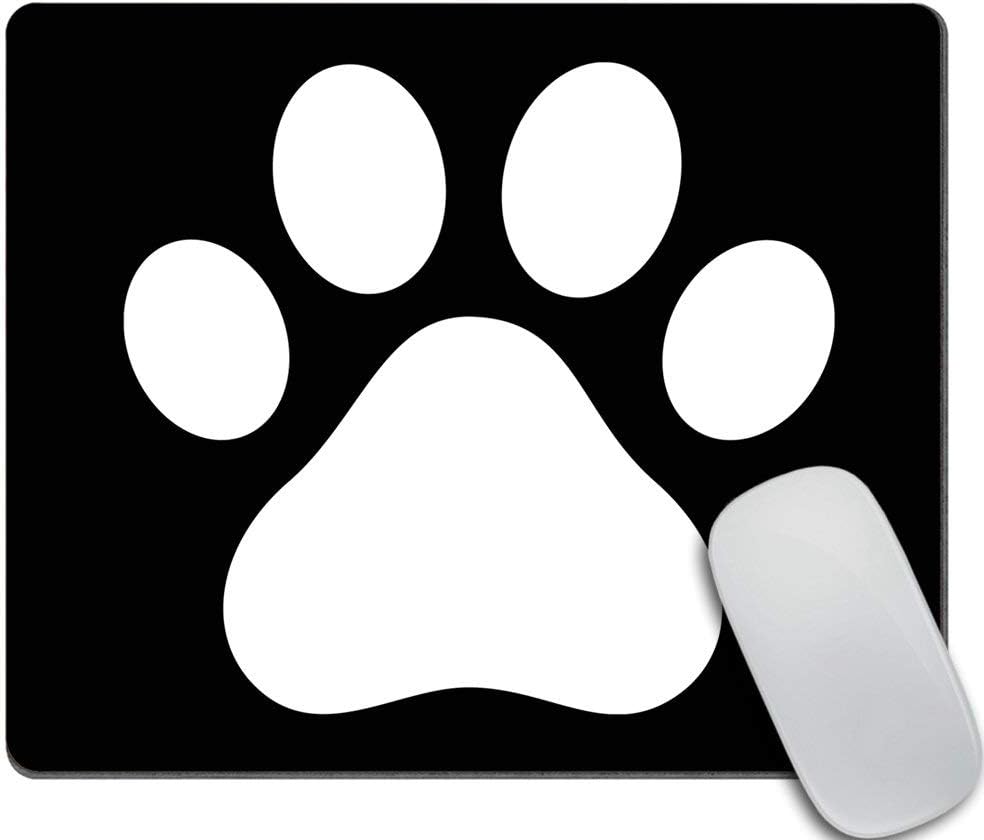 White Dog Paw Footprint Icon Isolated On Black Background Personality Desings Gaming Mouse Pad 9.5 X 7.9 Inch (240mmX200mmX3mm)