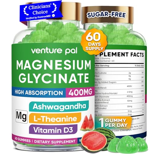 Image of 60 Day Supply Magnesium Glycinate 400mg Gummies Sugar Free High Absorption | With Ashwagandha, L-Theanine, CoQ10, Vitamin D3 & B6, Adults & Kids, Stress Relief, Sleep & Calm, Vegan, Gluten Free