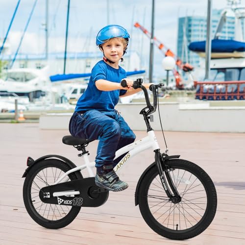 Image of Olakids Kids Bike, 12 14 16 18 Inch Toddlers Bike with Training Wheels Safety Bell Adjustable Seat and Handlebar, Handbrake and Coaster Brake, Children's Bicycle for Boys Girls