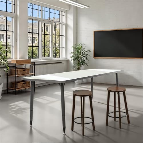 Image of Adapte Commercial Dry-Erase Classroom Activity Table - 30 inch x 72 inch Rectangle Whiteboard, ADA Compliant Tapered Legs, Glides & Casters Adjustable Height 22-34 inch Wheelchair Accessible, School Furniture