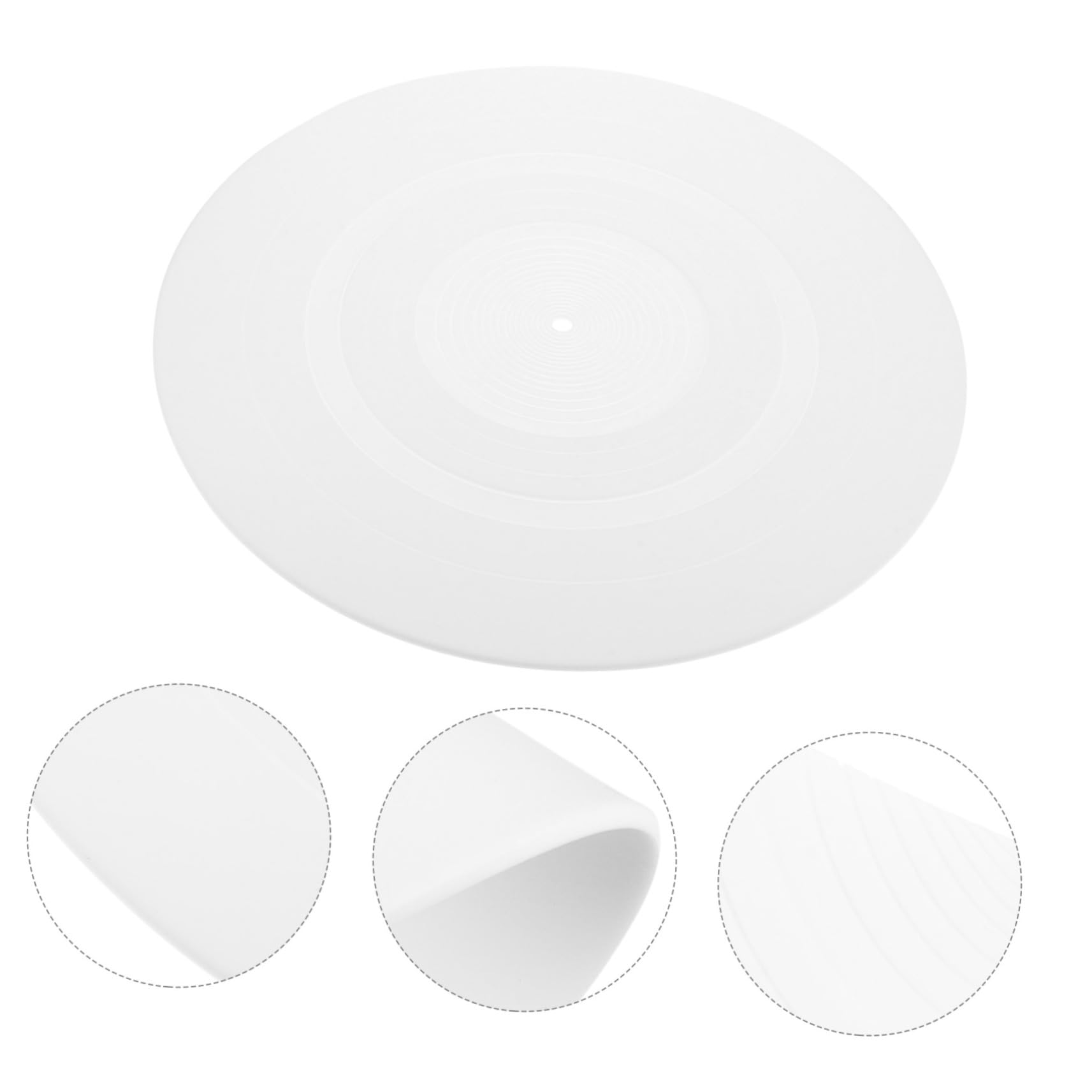 1 tapis de tourne-disque en silicone - 295 mm - Blanc - 3 mm - Antistatique - Amortissement des vibrations - Pour tourne-disque - Accessoire