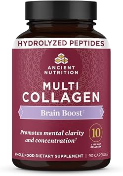 Ancient Nutrition Collagen Protein Brain Boost, Collagen Protein Capsules Brain Supplement for Reduced Joint Discomfort, Healthy Skin and Nails, 90 ct