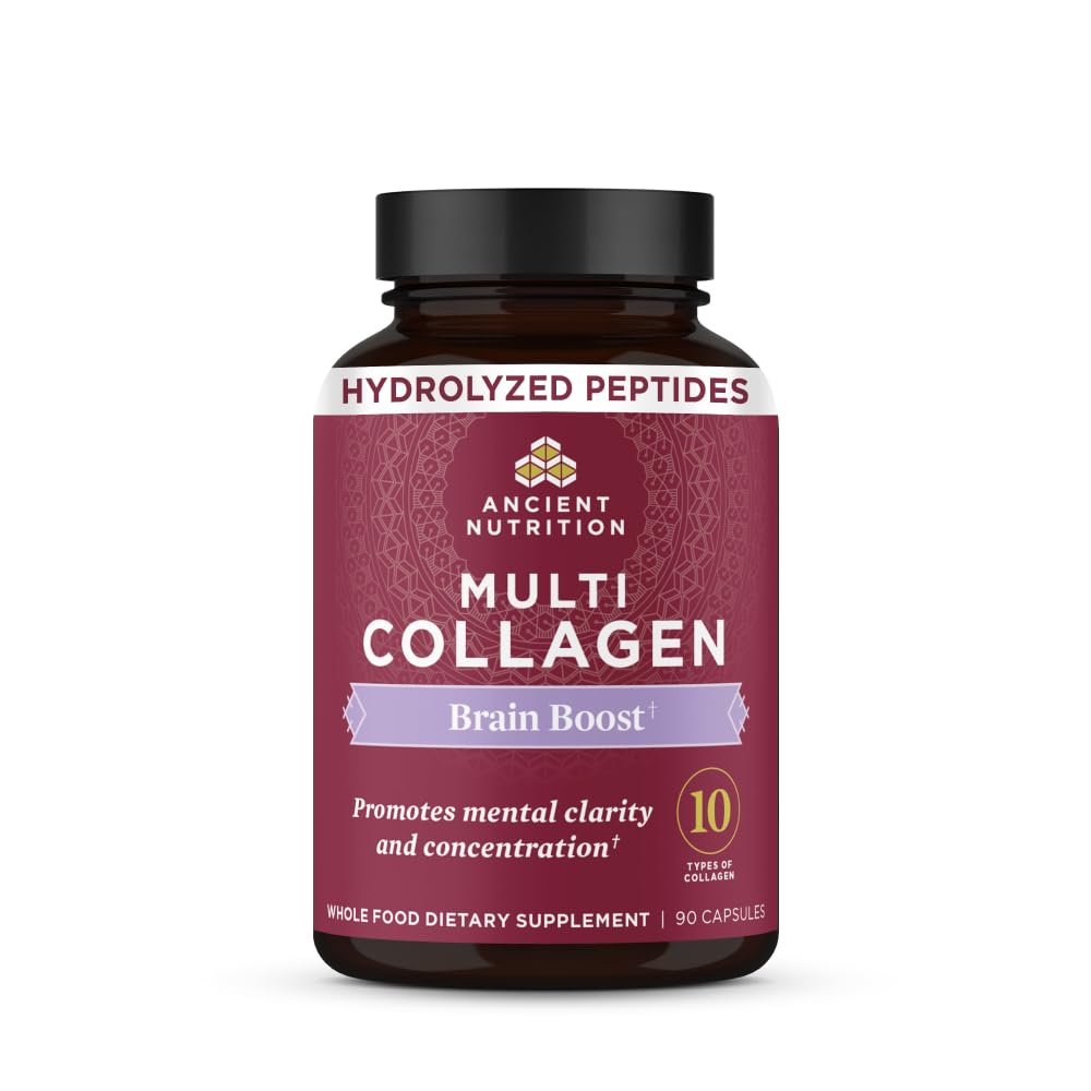 Ancient Nutrition Hydrolyzed Multi Collagen Peptides Capsules, Brain Boost