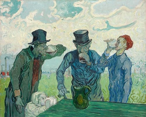 Lienzo Los Bebedores Vincent Van Gogh Cuadro Elegante Para Decorar Despacho Comedor 60x90cm