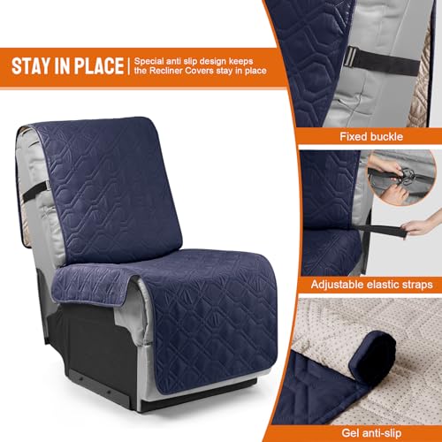 Image of VANSOFY Waterproof Additional Seat Cover for Reclining Couch Covers Seat Slipcover for Recliner Sofa Covers(Dark Blue)