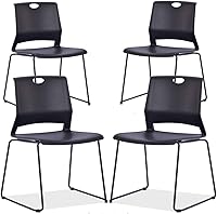Vista 11 de Paquete de 4 sillas apilables, sillas ligeras de plástico premium, silla apilable con base de trineo para oficina, hogar, biblioteca, centros