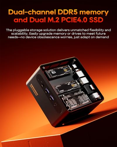 Image of AOOSTAR G-FLIP AMD R7 H255 Mini Gaming PC（8C /16T, up to 4.9Ghz） with 24GB DDR5 5600Mhz RAM& 1TB M.2 NVME Pcle4.0 SSD;5 Inch Touchscreen; Oculink&Dual USB4 Ports, 2X M.2 2280 NVME SSD Slots