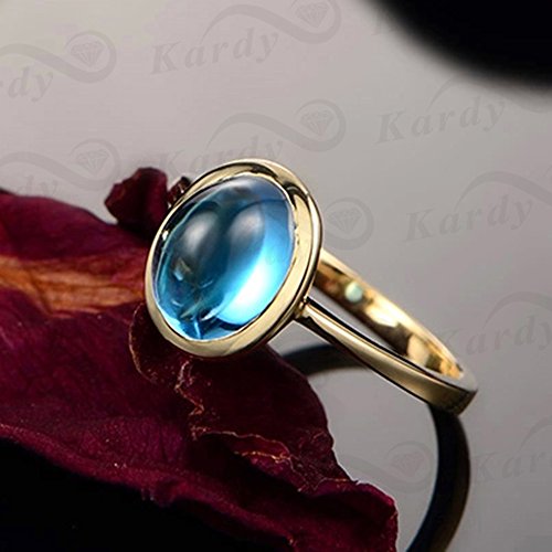 Bague Topaze Bleue en Or Rose, le Cadeau de Promesse Idéal