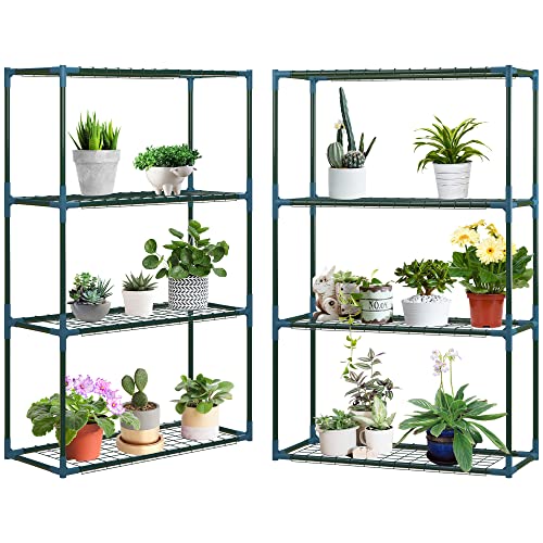 Outsunny Lot de 2 Étagères à Fleurs en acier 4 Niveaux Intérieur et Extérieur, support de...