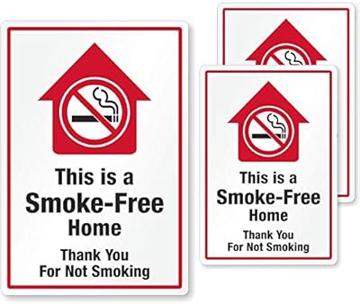 SmartSign This is A Smoke Free Home Stickers, Thank You for Not Smoking Decals | Pack of 3 EG Reflective Adhesive Decals/Labels/Stickers